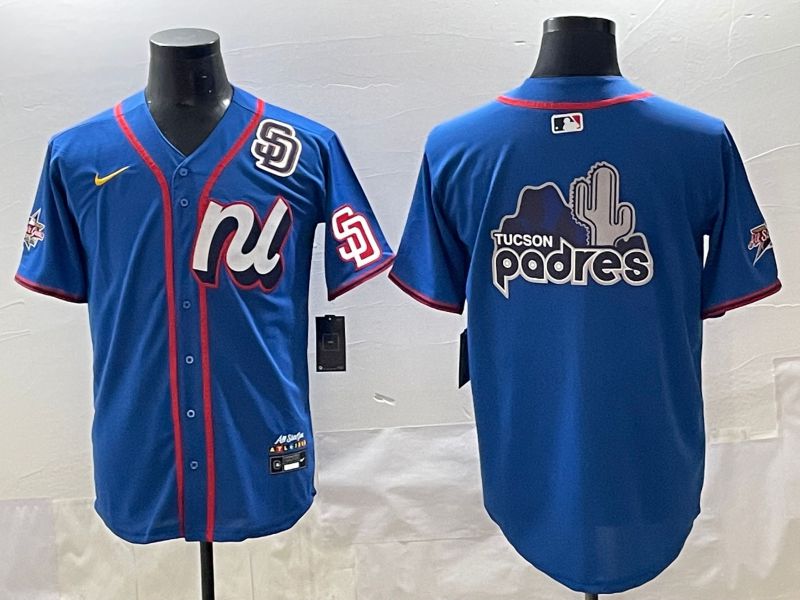 Men 2025 San Diego Padres Blank Blue All star Blank Blue Nike MLB Jersey style 4